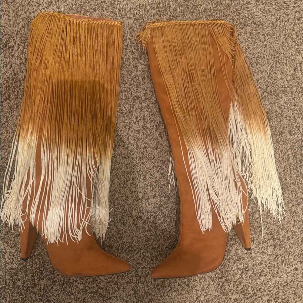 Fringe Tan and Cream Women's Boots